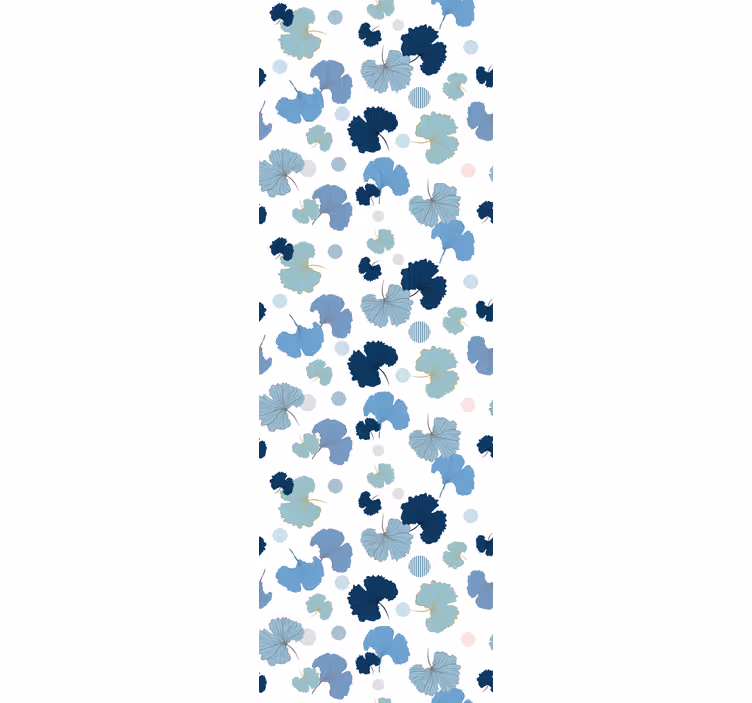 Papier peint feuilles motif de nuances bleues - TenStickers