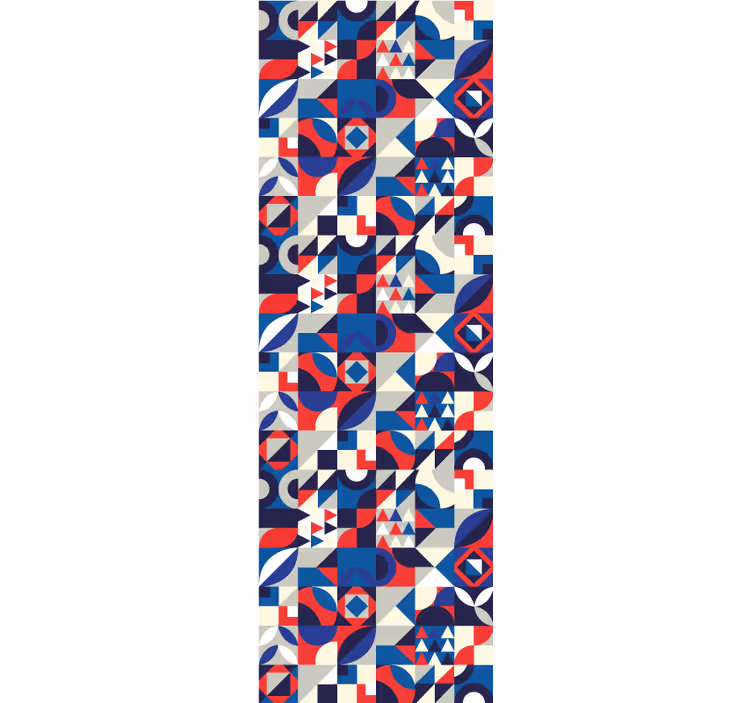 Papier peint géometrique fusion de motifs bleus - TenStickers