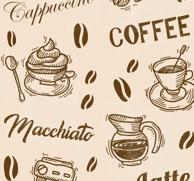 Papier peint cuisine conception de variétés de café - TenStickers