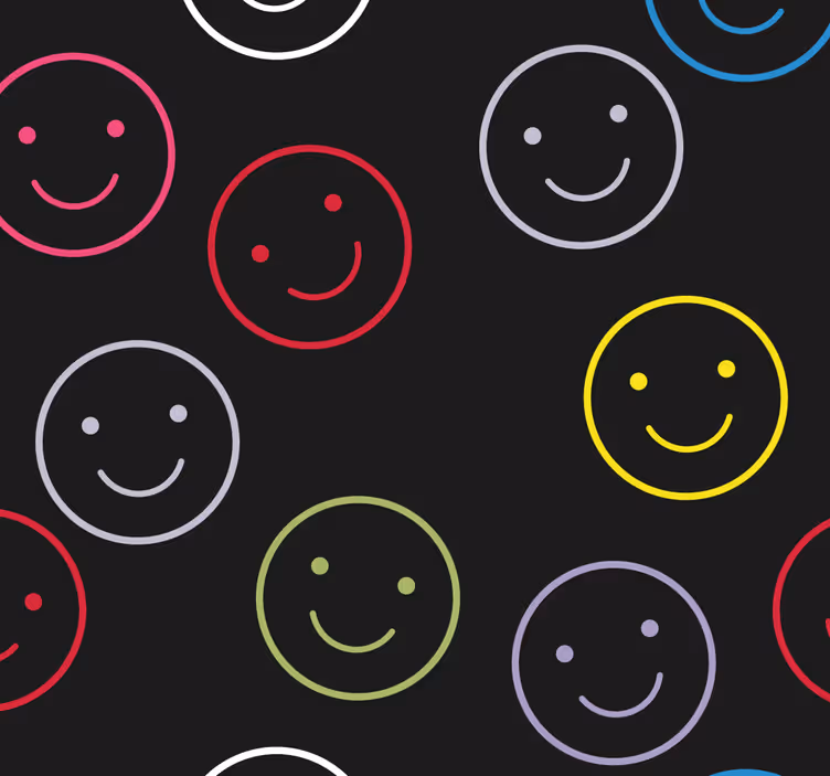 Papier peint géometrique imprimé smiley - TenStickers
