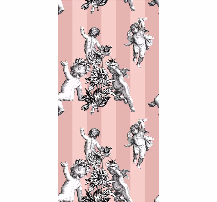 Papier peint baroque chérubins et fleurs - TenStickers