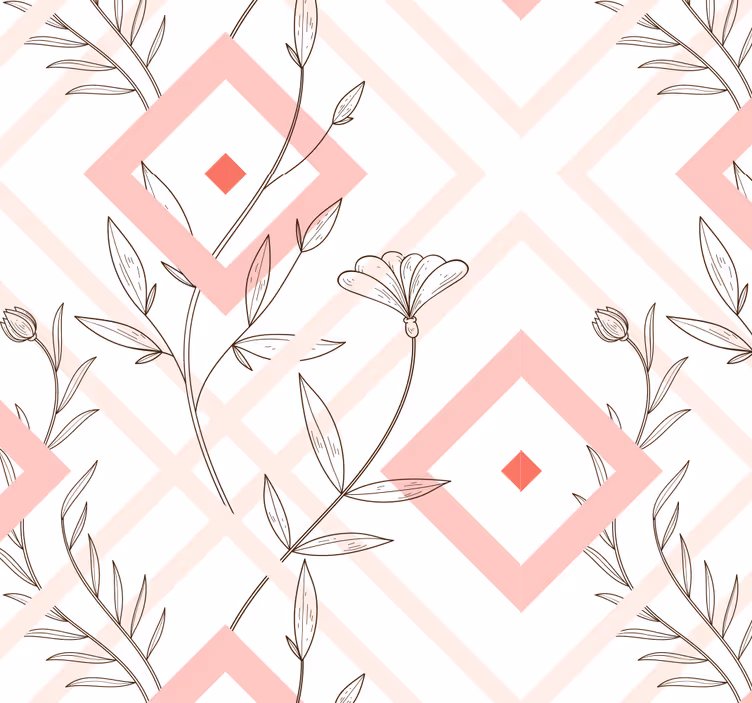 Papier peint salon formes de diamants floraux - TenStickers