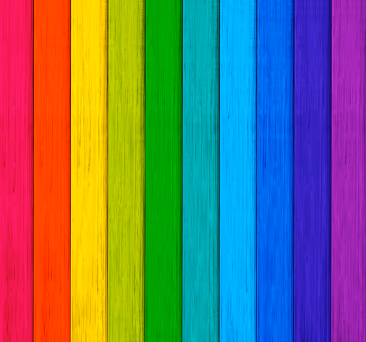 Papier peint abstrait lattes en bois arc-en-ciel - TenStickers