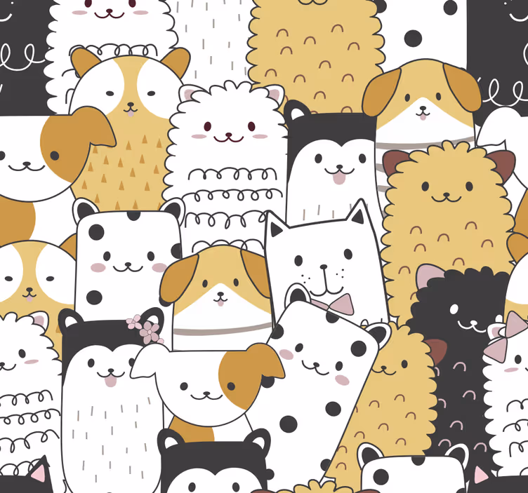Papier peint chambre enfant motif de chiens mignons - TenStickers