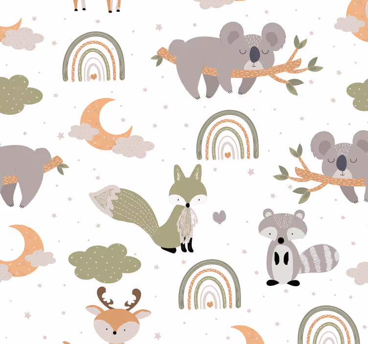 Papier peint chambre enfant motif d'animal scandinaveMotif animal - TenStickers