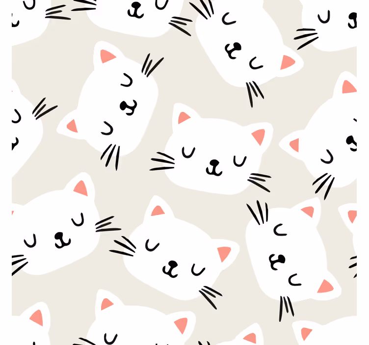 Papier peint chambre enfant dessin de visage de chat blanc - TenStickers