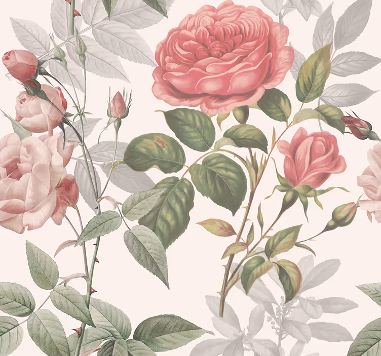 Papier peint pour tete de lit grandes roses - TenStickers