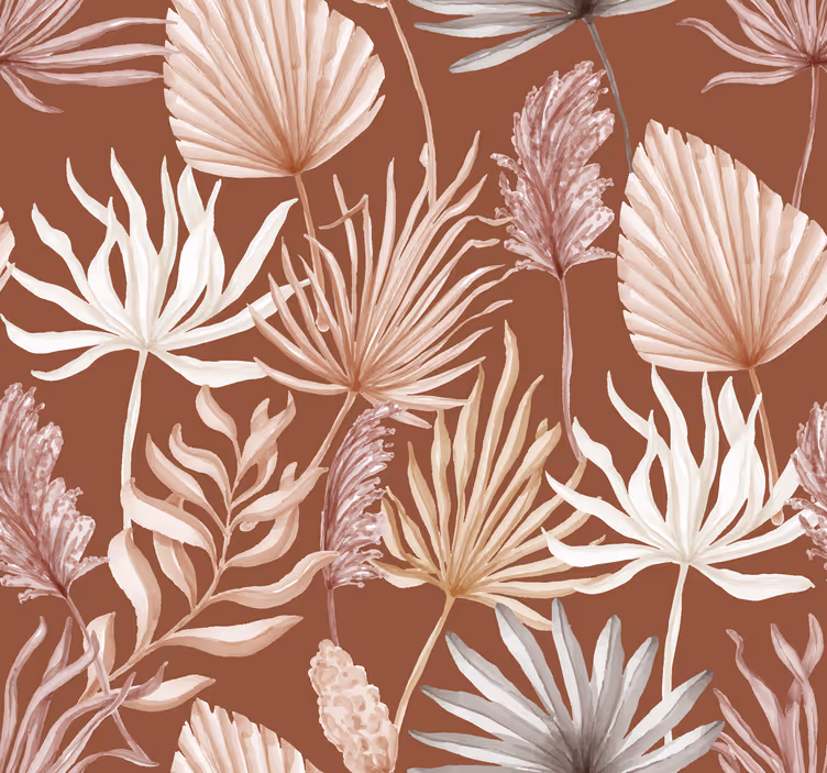 Papier peint terracotta feuilles de monstera - TenStickers