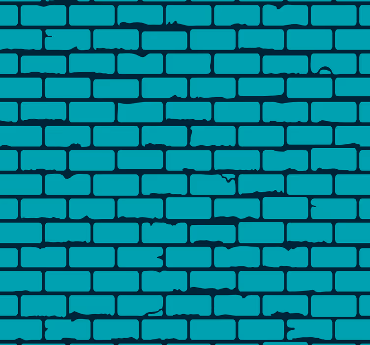 Papier peint brique illusion turquoise - TenStickers