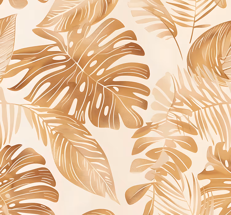 Papier peint feuilles motif de grandes frondes beiges - TenStickers
