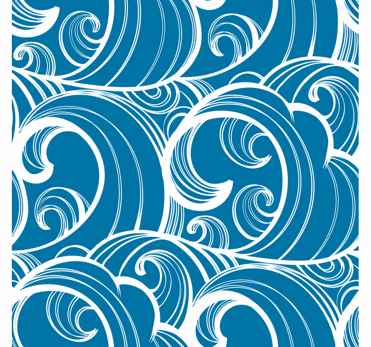 Papier peint pour tete de lit motif bleu ondulé - TenStickers