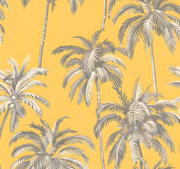 Papier peint jaune conception de palmiers - TenStickers