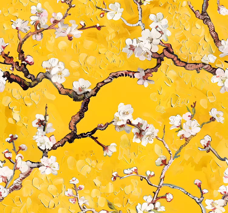 Papier peint jaune motif floral printanier - TenStickers