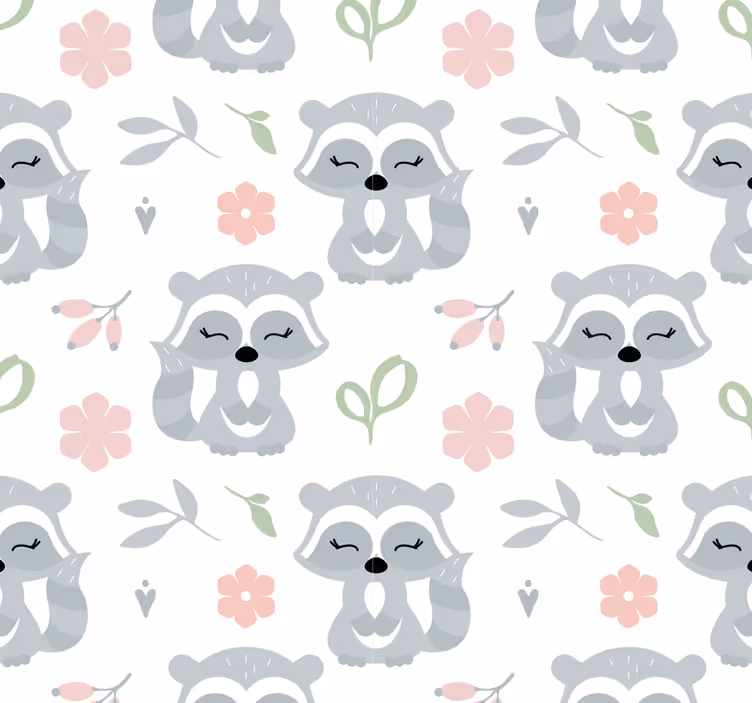 Papier peint animaux adorables ratons laveurs - TenStickers