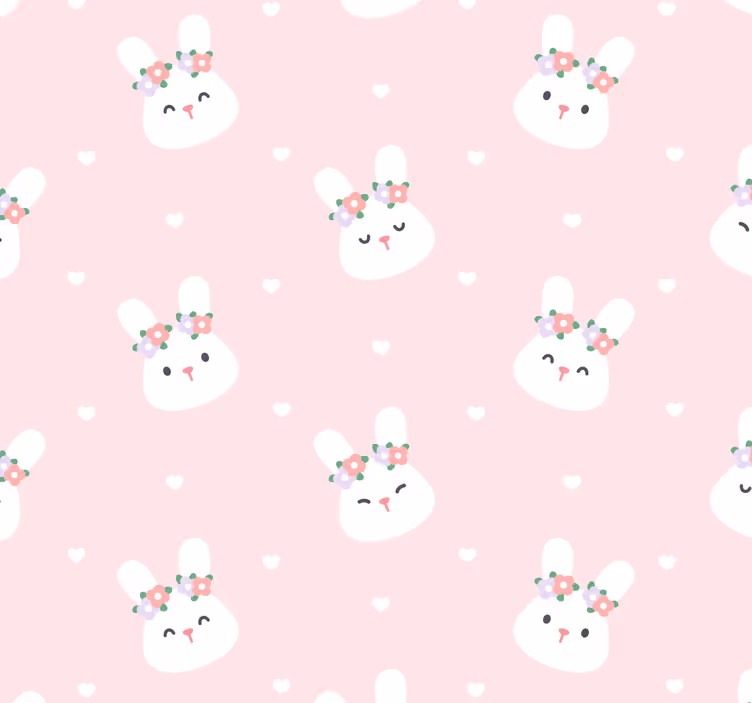 Papier peint animaux motif lapin à pois - TenStickers