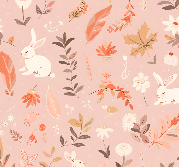 Papier peint rose conception de la forêt d'automne - TenStickers