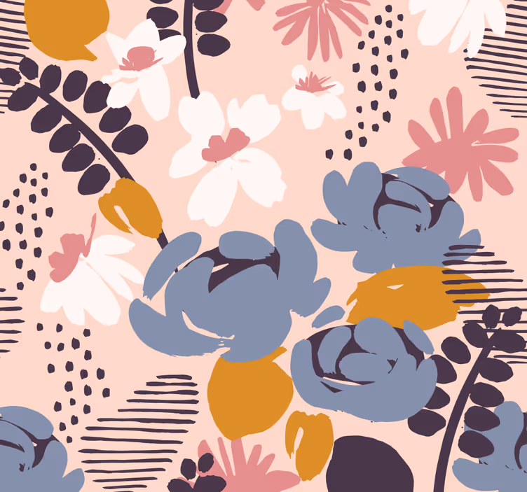 Papier peint fleurs motif botanique floral - TenStickers