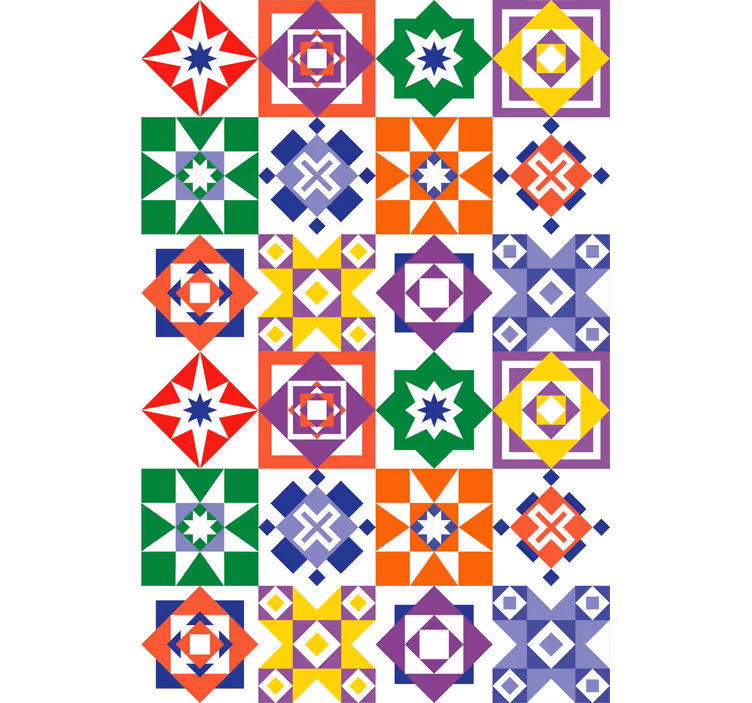 Papier peint carrelage conception multicolore - TenStickers