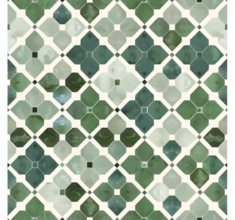 Papier peint carrelage motif vert arabe - TenStickers