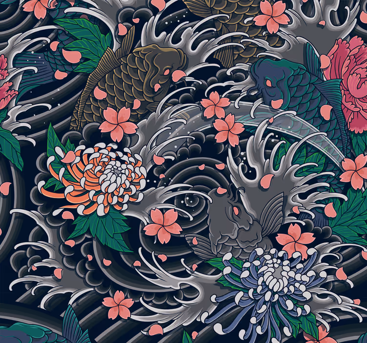 Papier peint fleurs motif floral orné - TenStickers