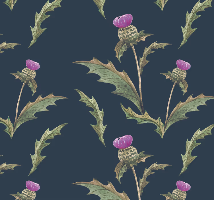 Papier peint fleurs chardon écossais - TenStickers