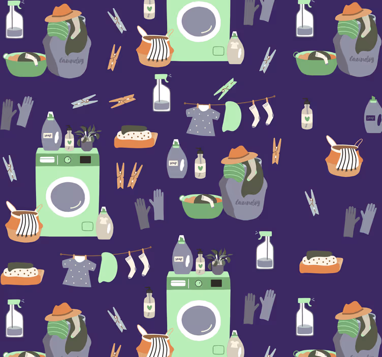 Papier peint cuisine Lessive couleurs pastel - TenStickers