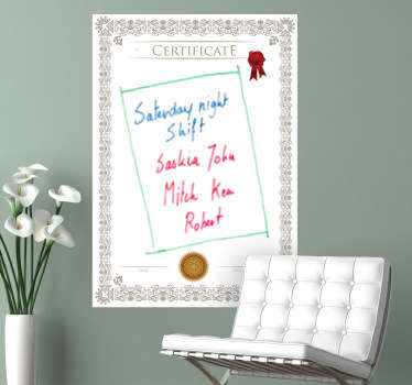 Sticker ardoise blanche diplome