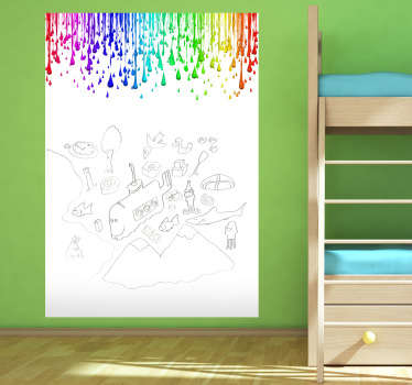 Sticker ardoise blanche gouttes de peinture