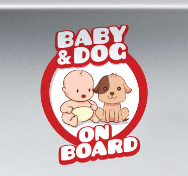 Sticker baby and dog on board