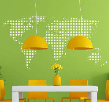 Sticker carte monde carrés