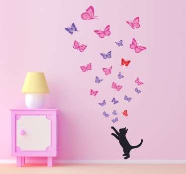 Sticker chat et papillons