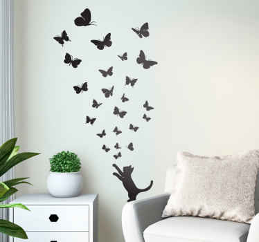 Sticker chat et papillons unicolore