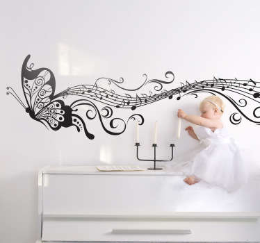 Sticker décoratif papillon musical