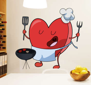 Sticker dessin cuisinier amour