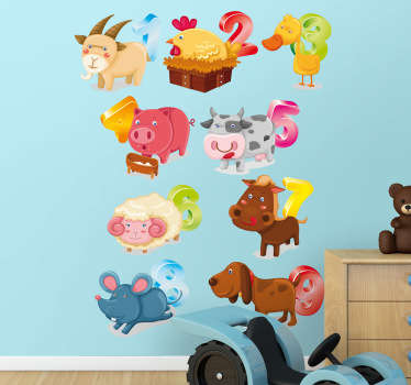 Sticker enfant animaux et chiffres