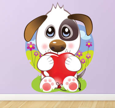 Sticker enfant chien coeur