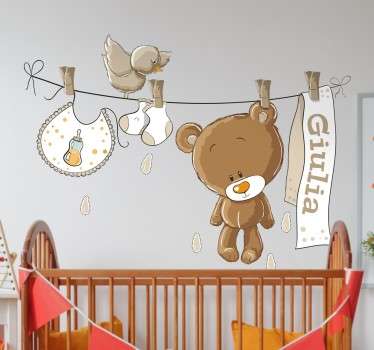 Sticker enfant personnalisable peluche marron
