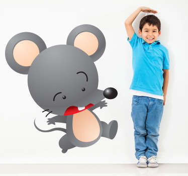 Sticker enfant souris grise