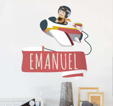Sticker enfants avion personnalisable