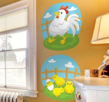 Sticker enfants poule poussins
