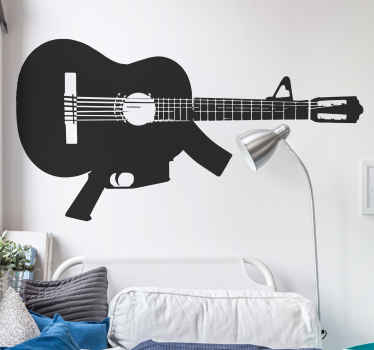 Sticker guitare mitraillette