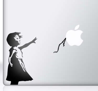 Sticker mac apple fille ballon
