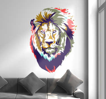 Sticker Maison Lion Africain Coloré