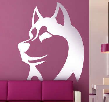 Sticker mural chien hasky