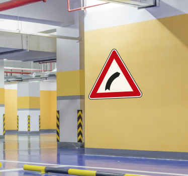 Sticker panneau virage droite