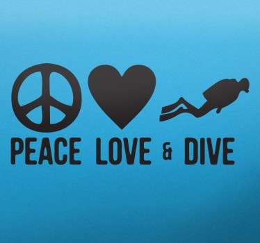 Sticker peace love dive
