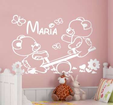 Sticker personnalisé oursons balançoire