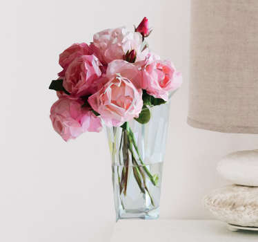 Sticker roses et vase cristal