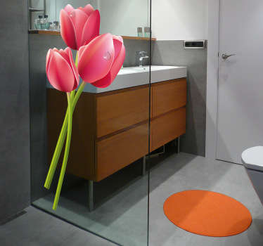 Sticker salle de bain tulipes