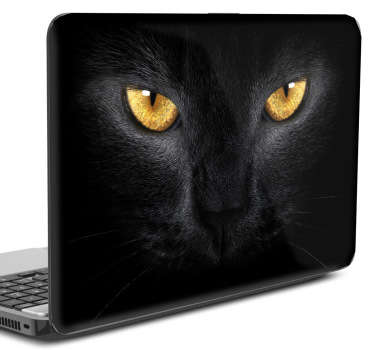 Sticker tête de chat noir pour PC portable